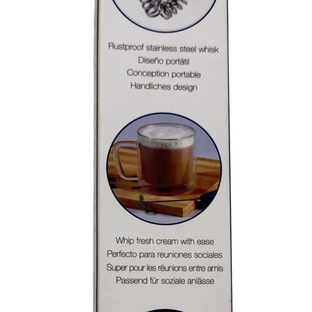 Epare Milk Frother Handheld Battery Operated Teal Stainless Steel‎ Whisk New